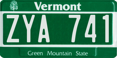 VT license plate ZYA741