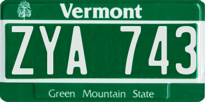 VT license plate ZYA743
