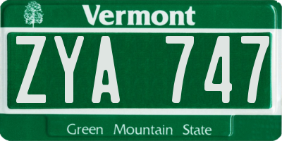 VT license plate ZYA747