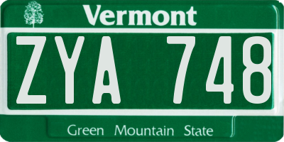 VT license plate ZYA748