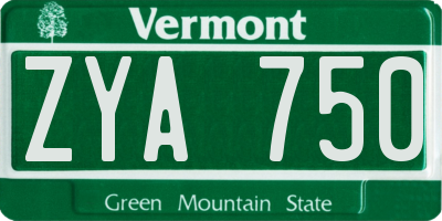 VT license plate ZYA750