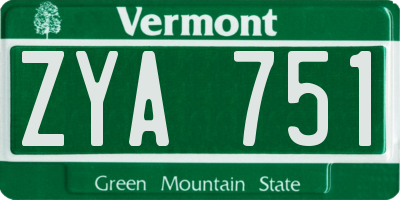 VT license plate ZYA751