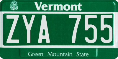 VT license plate ZYA755