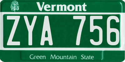 VT license plate ZYA756