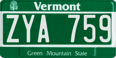 VT license plate ZYA759