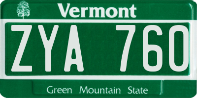 VT license plate ZYA760