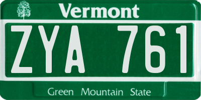 VT license plate ZYA761