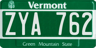 VT license plate ZYA762