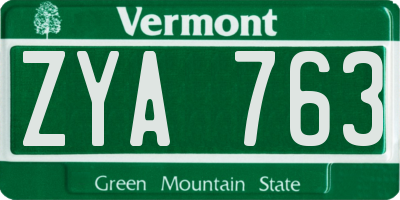 VT license plate ZYA763