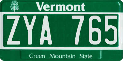 VT license plate ZYA765