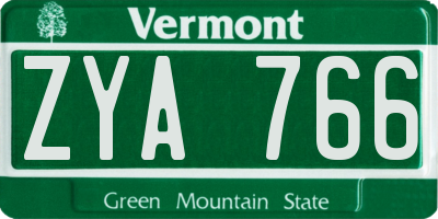 VT license plate ZYA766
