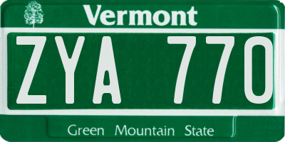VT license plate ZYA770