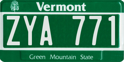 VT license plate ZYA771