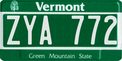 VT license plate ZYA772