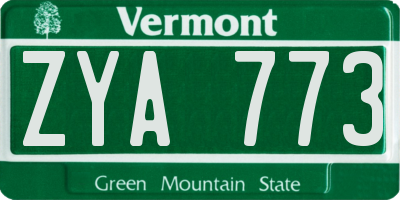 VT license plate ZYA773