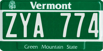 VT license plate ZYA774