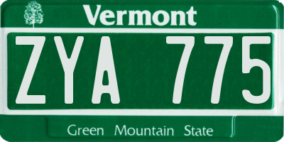 VT license plate ZYA775