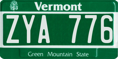 VT license plate ZYA776