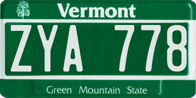 VT license plate ZYA778