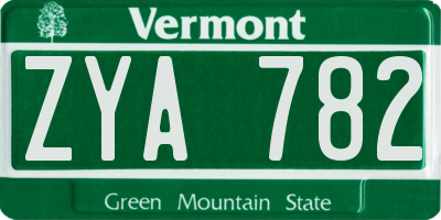 VT license plate ZYA782