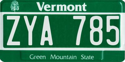 VT license plate ZYA785