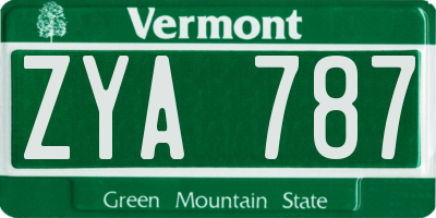 VT license plate ZYA787