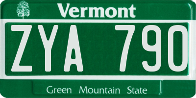 VT license plate ZYA790