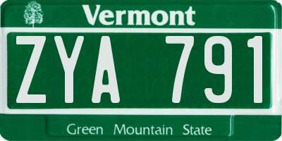 VT license plate ZYA791