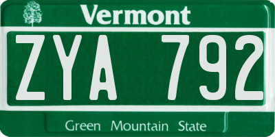 VT license plate ZYA792