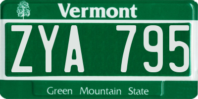 VT license plate ZYA795