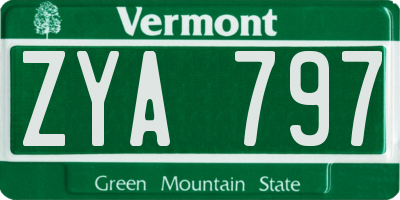 VT license plate ZYA797