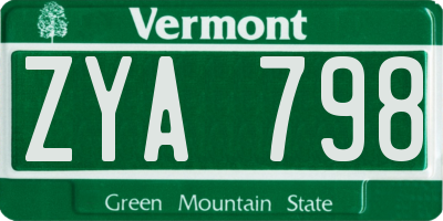 VT license plate ZYA798