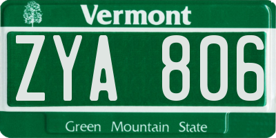 VT license plate ZYA806