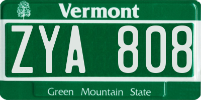 VT license plate ZYA808