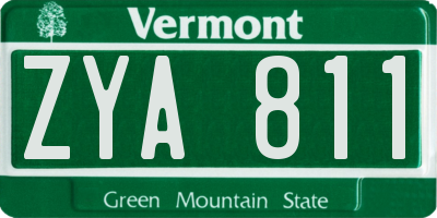 VT license plate ZYA811