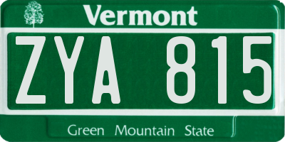 VT license plate ZYA815