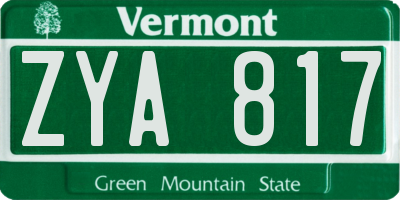 VT license plate ZYA817