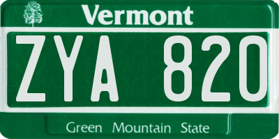VT license plate ZYA820
