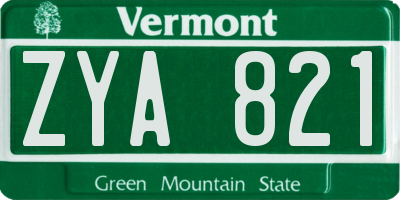 VT license plate ZYA821