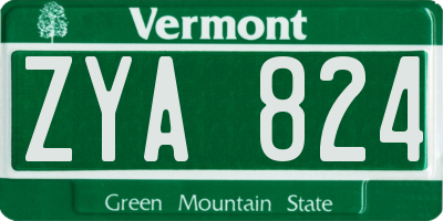 VT license plate ZYA824