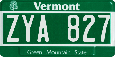 VT license plate ZYA827