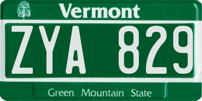 VT license plate ZYA829