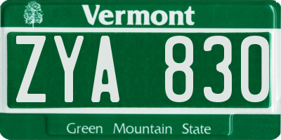 VT license plate ZYA830