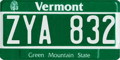 VT license plate ZYA832