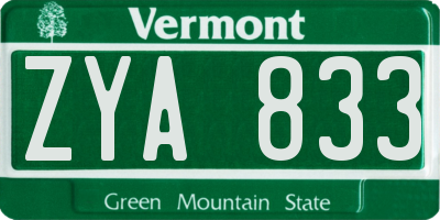 VT license plate ZYA833