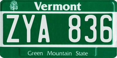 VT license plate ZYA836