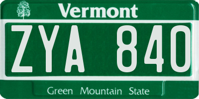 VT license plate ZYA840