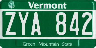 VT license plate ZYA842
