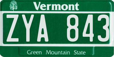 VT license plate ZYA843