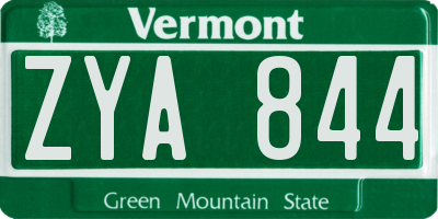 VT license plate ZYA844